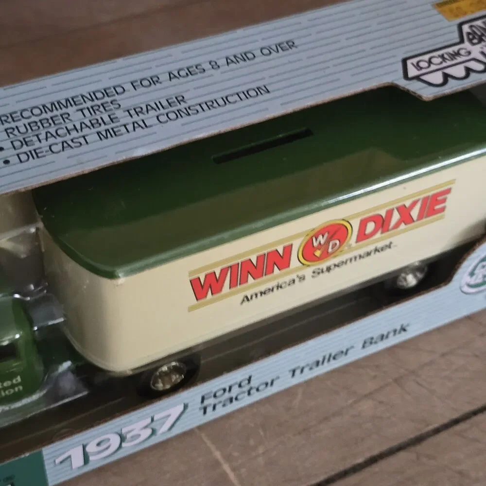 ERTL WINN DIXIE 1937 Ford Tractor Trailer Bank Green Limited #9706 1:43 1988